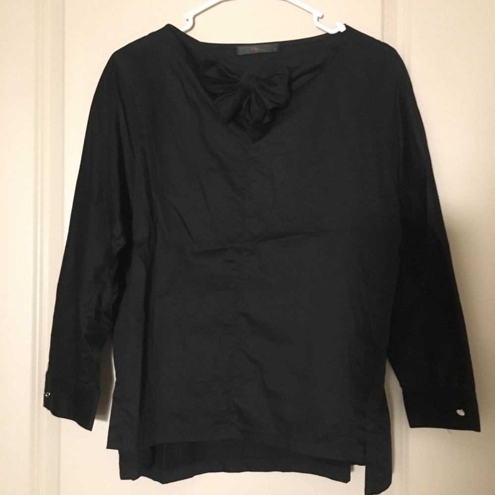 【3 for $10】Black bow blouse
